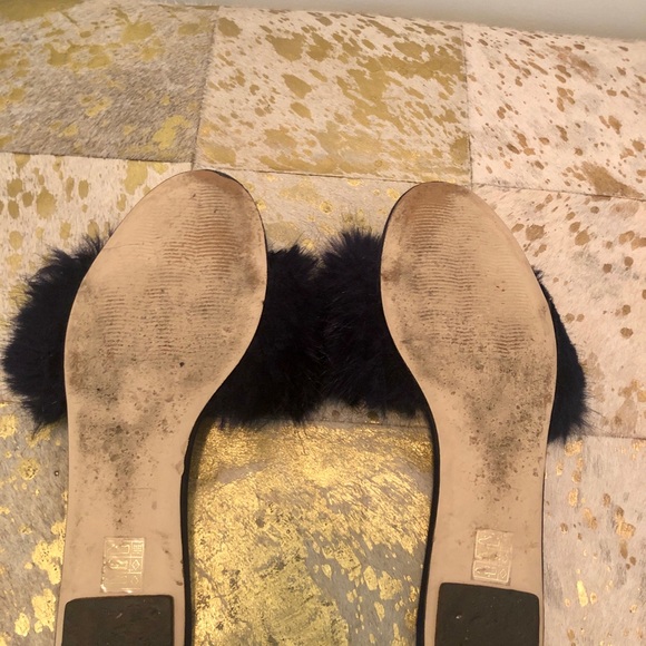 J.Crew Faux-Fur Antique Navy Blue Slide Sandals - Picture 7 of 9